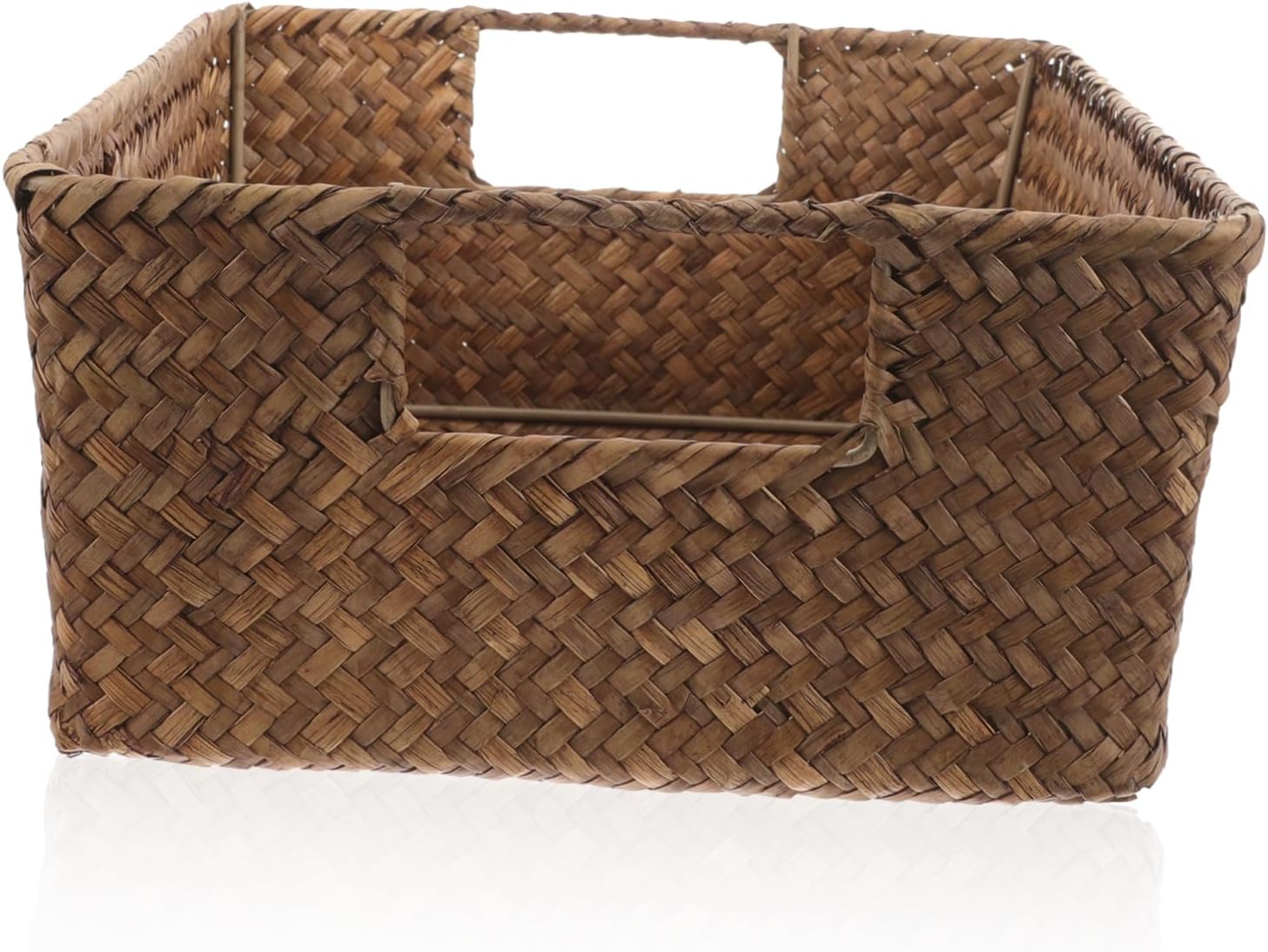 GLEAVI Rectangular Woven Storage Basket with Handles Straw Organizer Bin for Toys Clothes and Home Decor Handheld Decorative Storage Container