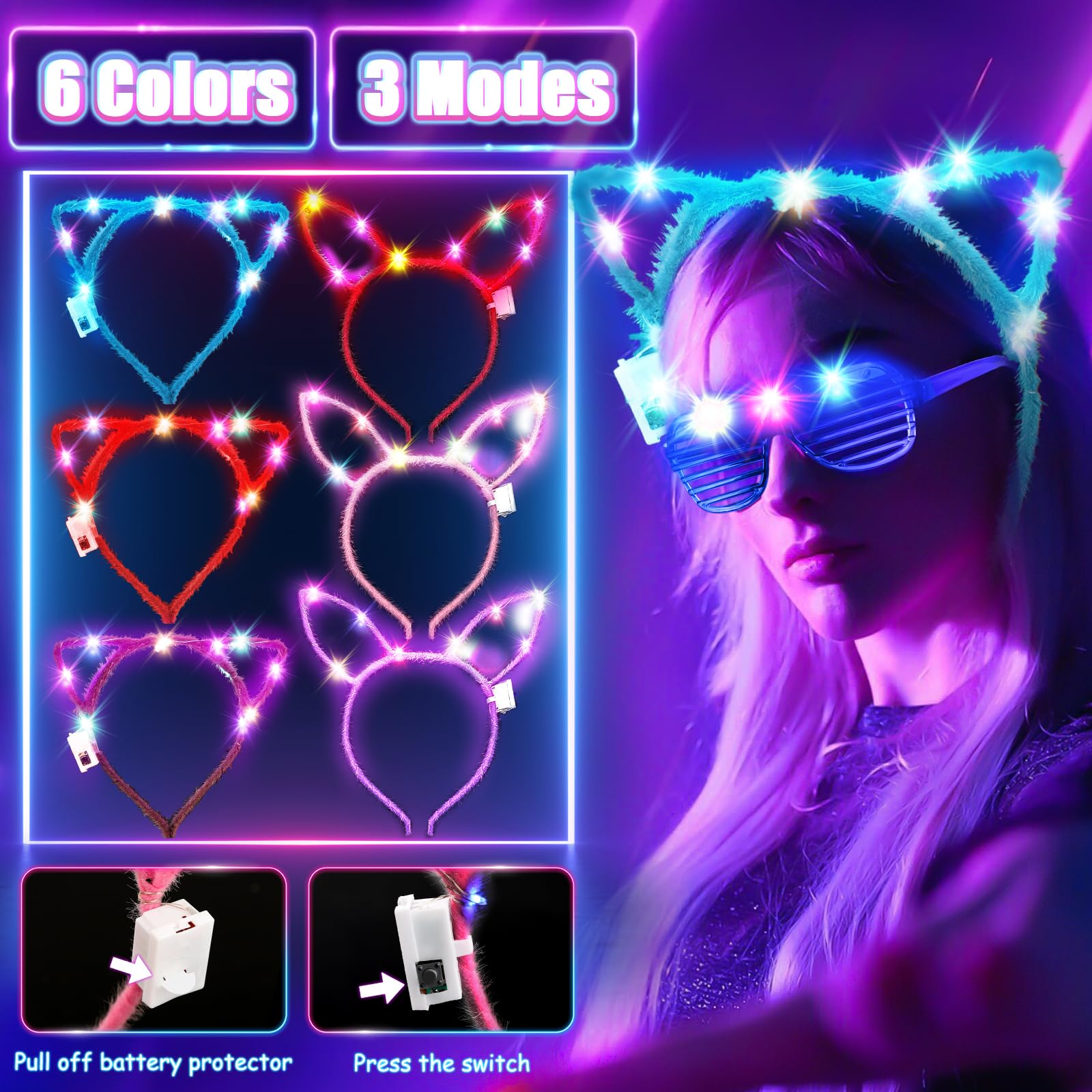 MIBOTE 269Pcs Led Light Up Toys Party Favors Glow in the Dark Party Supplies for Kid/Adults Halloween with Light Up Glasses,Rings,Fidget Spinner Bracelets,100 Glow Sticks Bulk Party Pack DIY Glow