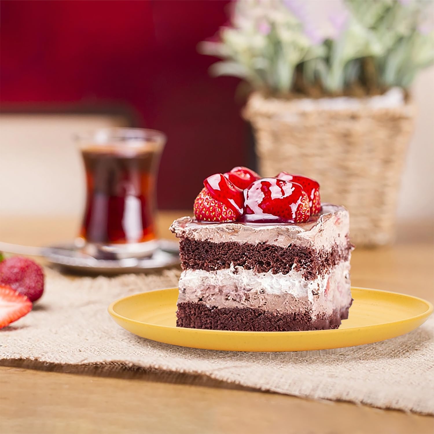 Homienly 5.7 Inch Small Plates-Wheat Straw Mini Plate, Unbreakable Plate Set Ideal for Dessert, Appetizers, Small Serving, Side Dish, Lightweight Dessert Dishes Plates, Set of 8, Colorful