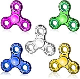 Fidget Toys Adults 5 Pack,Electroplated Metal Fidget Spinner Stress Reducer,High Speed 3-5 Min Quite Spins,Fidgets for Adults & Teens & Kids Age 6+,Valentines Day Gifts