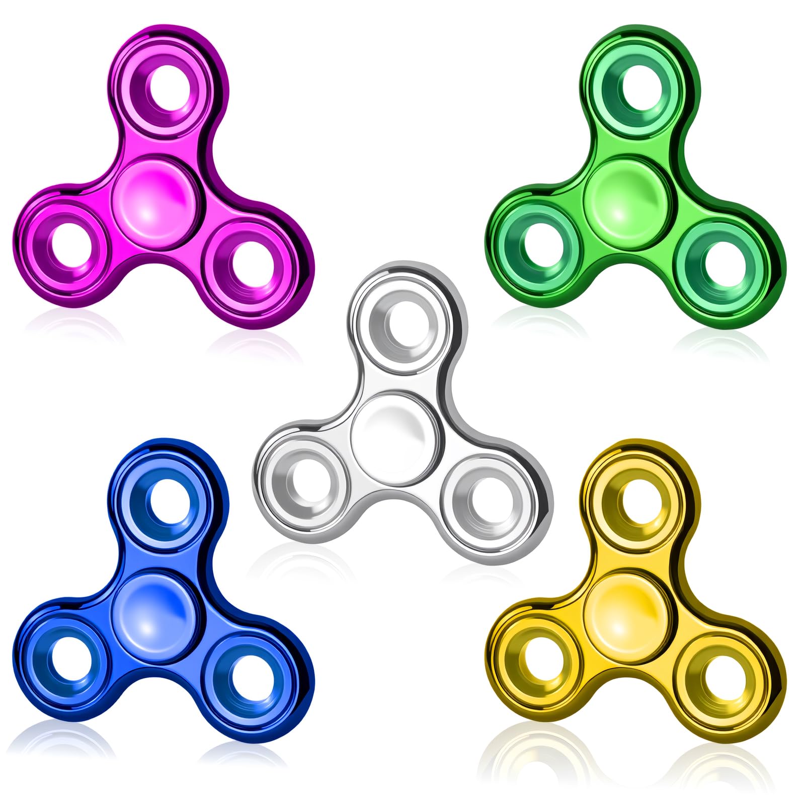 Fidget Toys Adults 5 Pack,Electroplated Metal Fidget Spinner Stress Reducer,High Speed 3-5 Min Quite Spins,Fidgets for Adults & Teens & Kids Age 6+ Golden&pink&silver&green&blue