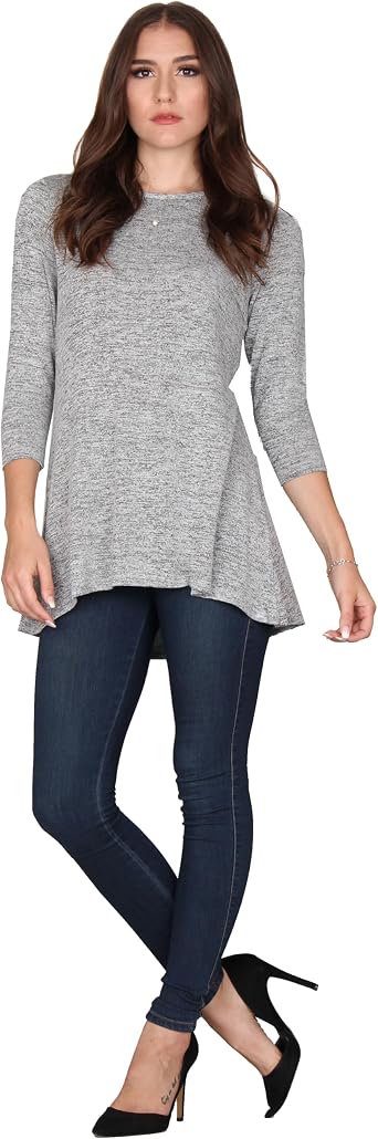 Lildy 3/4 Sleeve Solid Pleat Back Tunic