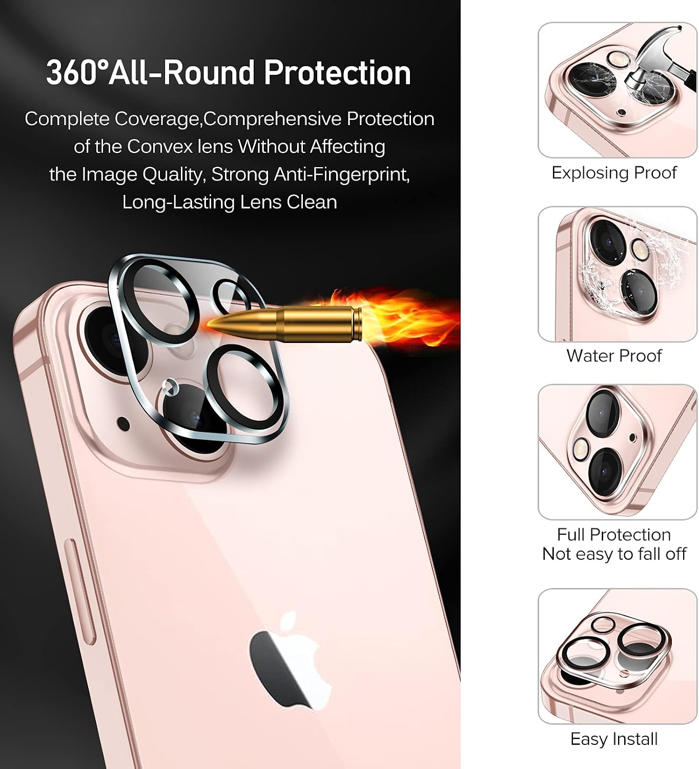 ivoler [6 pack] [4 pack] Screen Protector Compatible with iPhone 13 Mini 5.4" and [2-Pack] Camera Lens Protector Tempered Glass 9H Hardness, Alignment Frame included, Anti-Scratch, Bubble Free