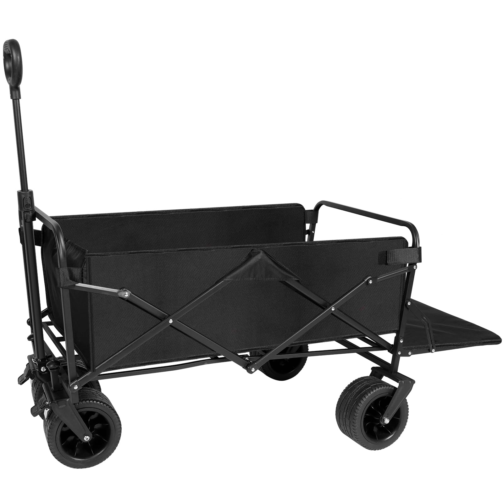 Healfith Bollerwagen Faltbar,100L Gartenwagen Handwagen,Transportwagen Gartenwagen Strandwagen,All-Terrain-Räder mit Verstellbarem Griff für Shopping,Camping,Garten,Strand (Schwarz) (145L)