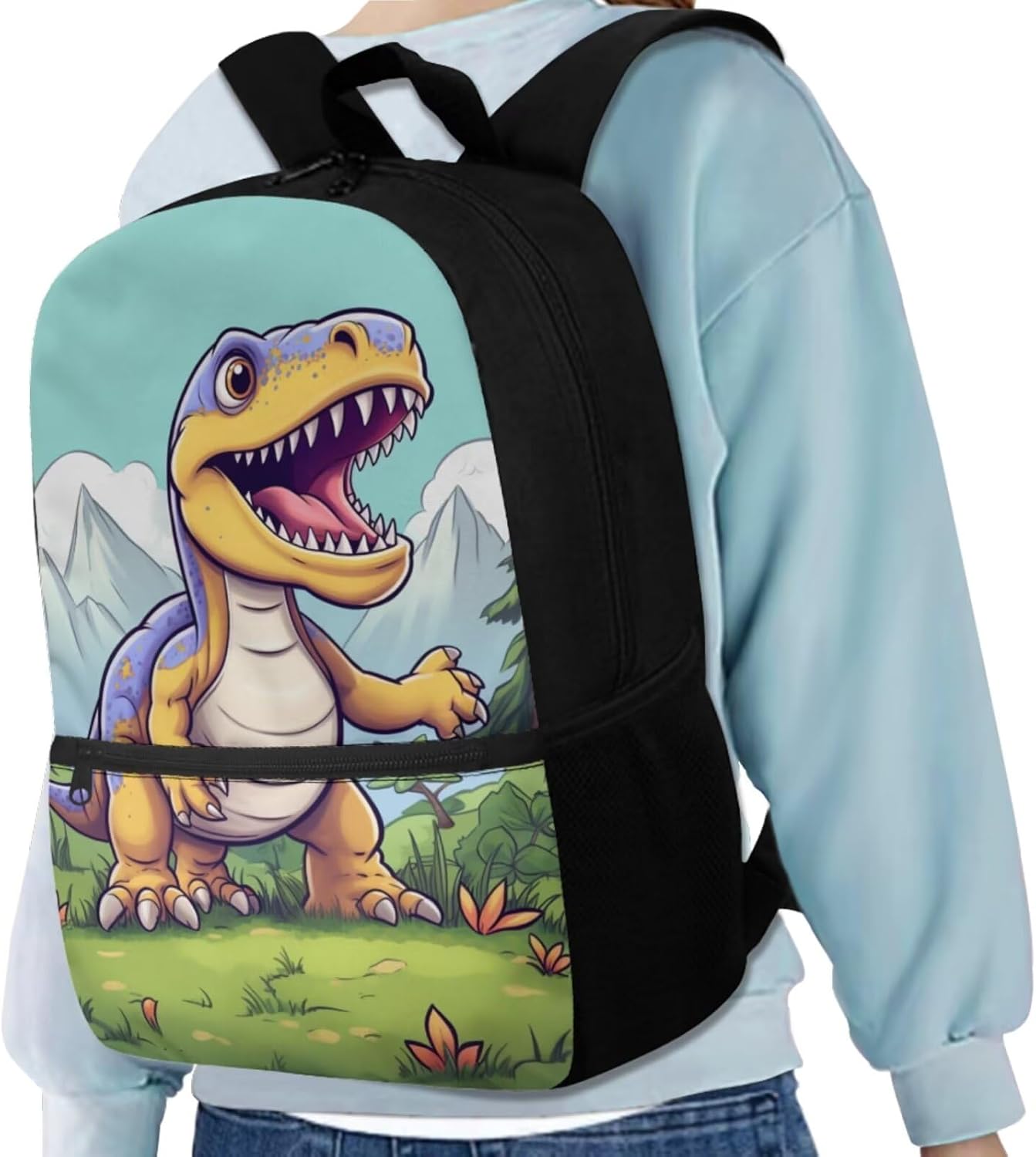 Cute Dinosaur Backpack and Lunch Box Set Mountain School Backpack School Bag Backpacks and Lunch Boxes for Girls Insulated Lunch Box and Pencil Case 4Pcs School Bag Set