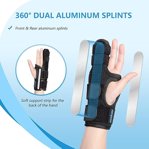 Miniatura 3 de Férula de dedo meñique, férula de fractura boxeador para hombres y mujeres, soporte ajustable con soportes de aluminio extraíbles para artritis,