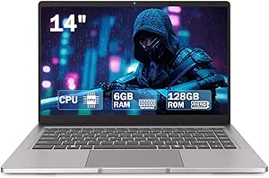 14&#34; HD Laptop - Balanced Dual-Core Processor, 6GB RAM, 128GB SSD, Compact and Lightweight Design for Daily Productivit