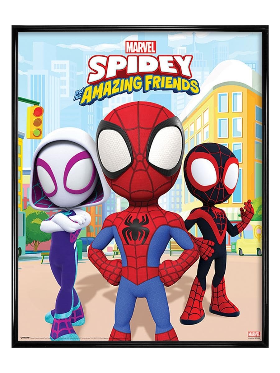 Grindstore Gloss Black Spidey And His Amazing Friends Framed Power Of 3 Mini Poster Wall Art 40X50cm