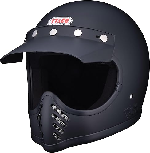 TT&CO Casco de motocicleta retro MOTOMOTO3 SGDOT estándar negro mate casco de motocicleta de cara completa aprobado por DOT casco para Moto