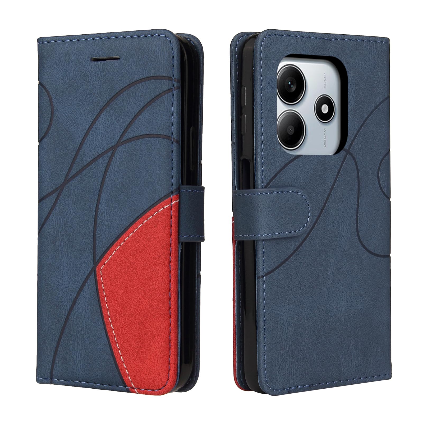 CXTCASE Handyhülle für Xiaomi Redmi Note 14 5G Hülle, Flip PU Lederhülle Cover, Modisch Flip Case für Xiaomi Redmi Note 14 5G Klapphülle Handytasche Schutzhülle, Blau
