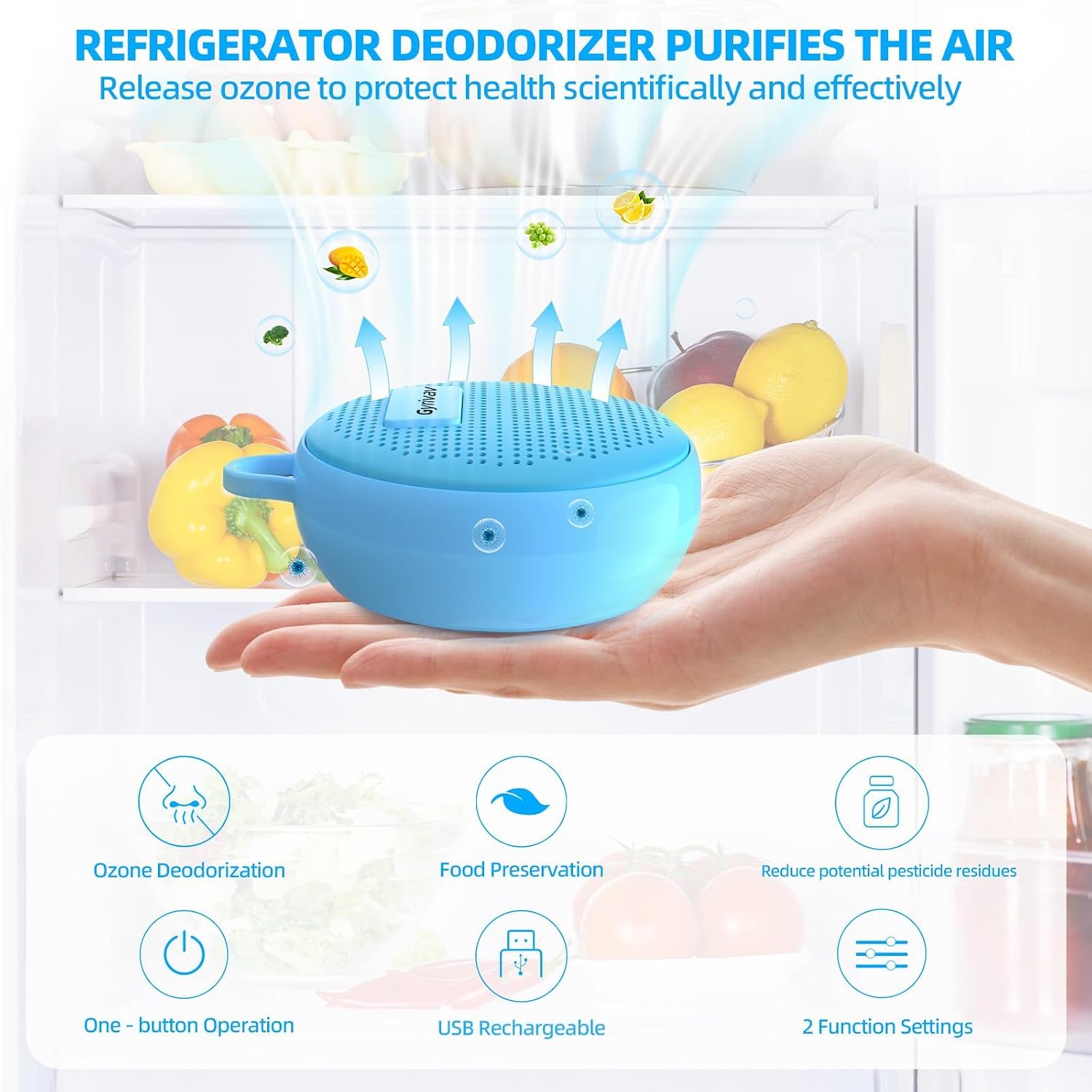 Refrigerator Deodorizer,Fridge Deodorizer Long Lasting Odor Eliminator for Fridge,Kitchen Gadgets Charcoal Air Purifier Odor Eliminator for Closet, Blue image 2