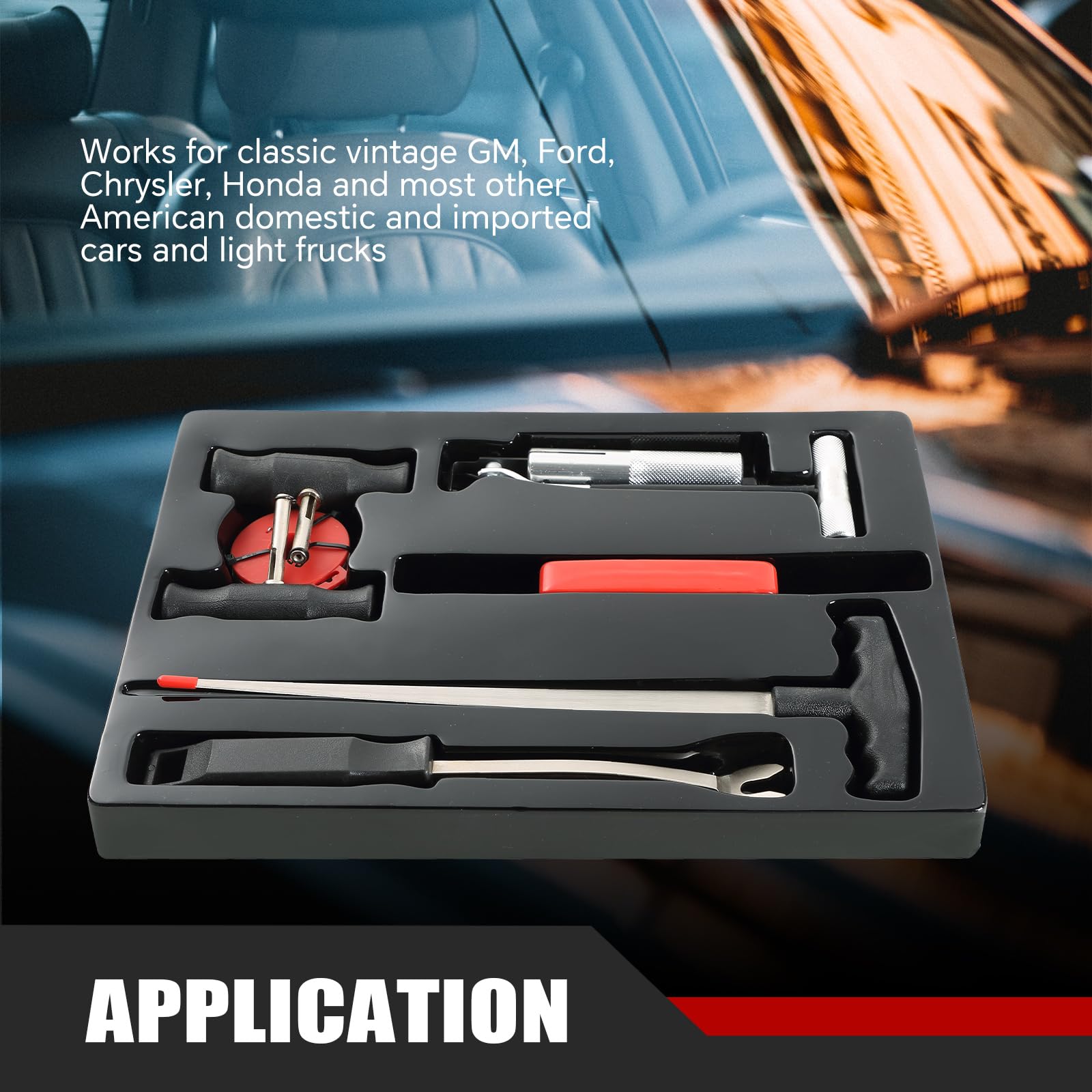 ATPEAM Kit de Réparation Pare-Brise 7 Pièces, Outil de Réparation pour Vitre Voiture, Marteau Brise-Vitre et Kit Démontage Pare-Brise avec Lame de Coupe