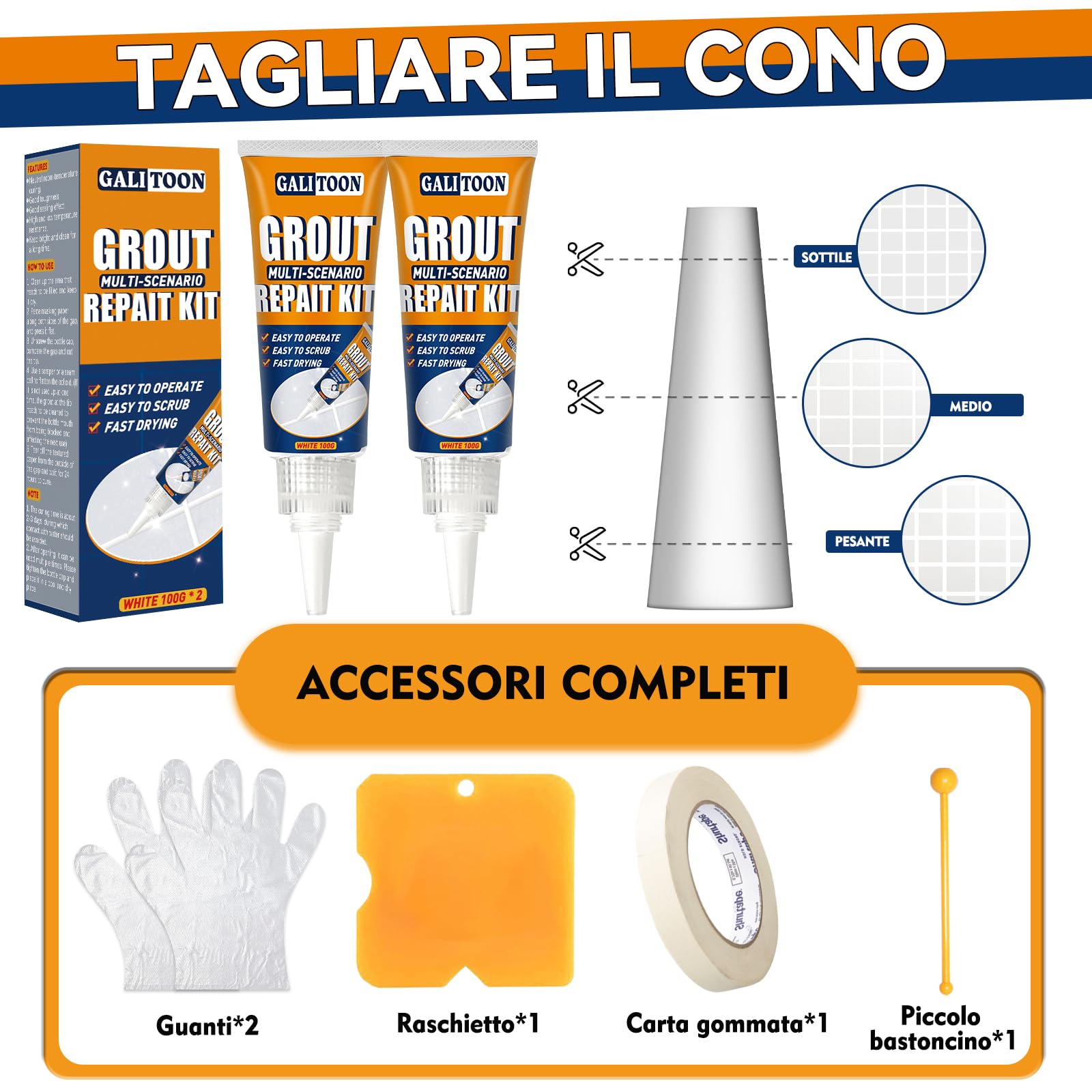 Riparazione Fughe Piastrelle, Kit Ad Asciugatura Rapida Riparazione Fughes Piastrelles, Ripristino Fughe Piastrelle Bagno Doccia Cucina Pavimento Piastrelles Vernice (Bianco, 200G)