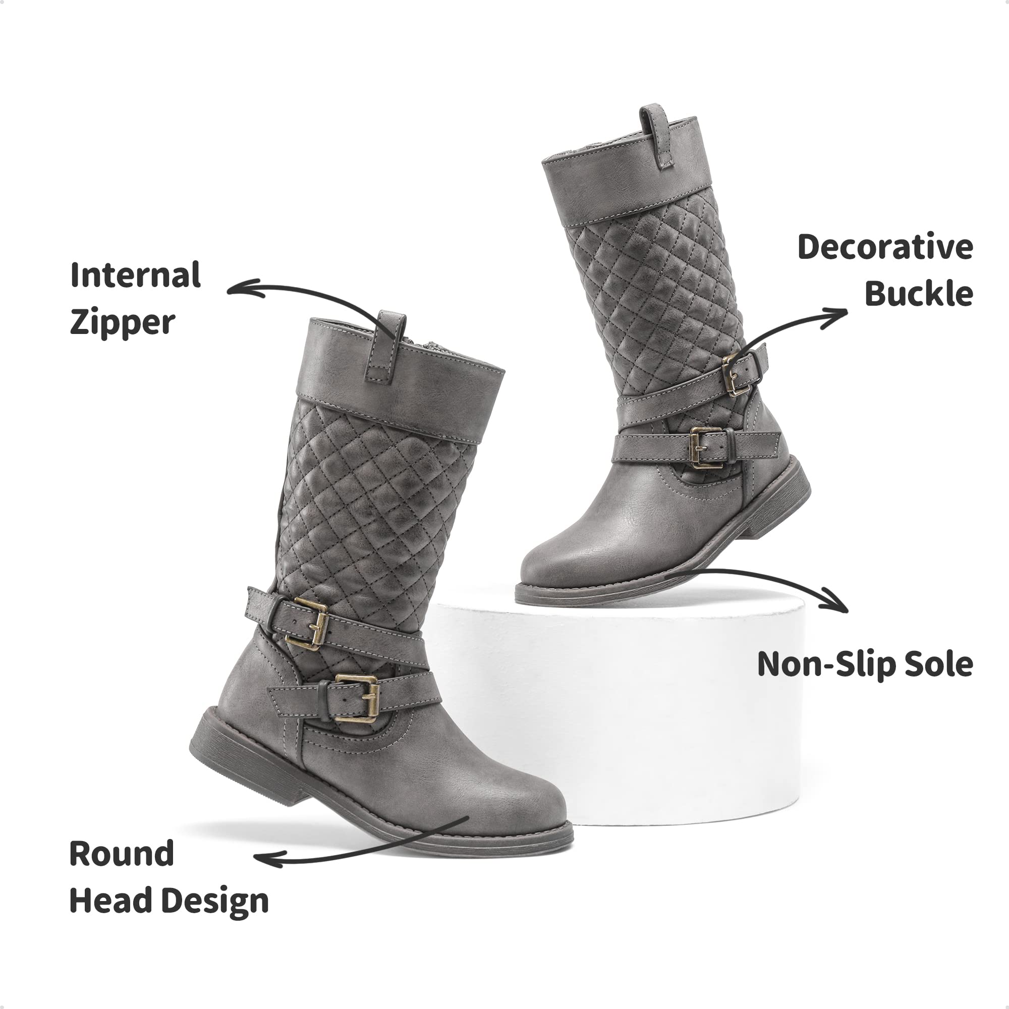 DREAM PAIRS Botas de equitación para niñas, gris (gris), 27.5 EU