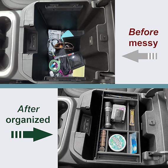 PIMCAR Center Console Organizer for 2019-2022 Chevy Silverado 1500/GMC Sierra 1500 & 2020-2023 Silverado/Sierra 2500HD/3500HD | Full Console Bucket Seats Only | Black Interior Trim Accessory