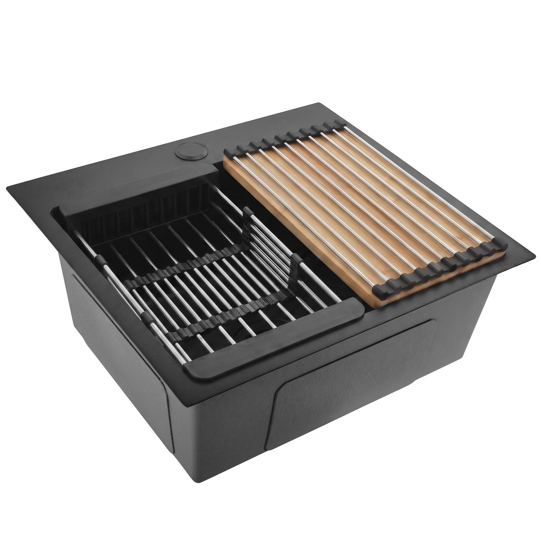 Rea Sc Black - Leo 50 Steel Sink With Beige Accessory Set - 50 X 45 X 18.5 Cm Black