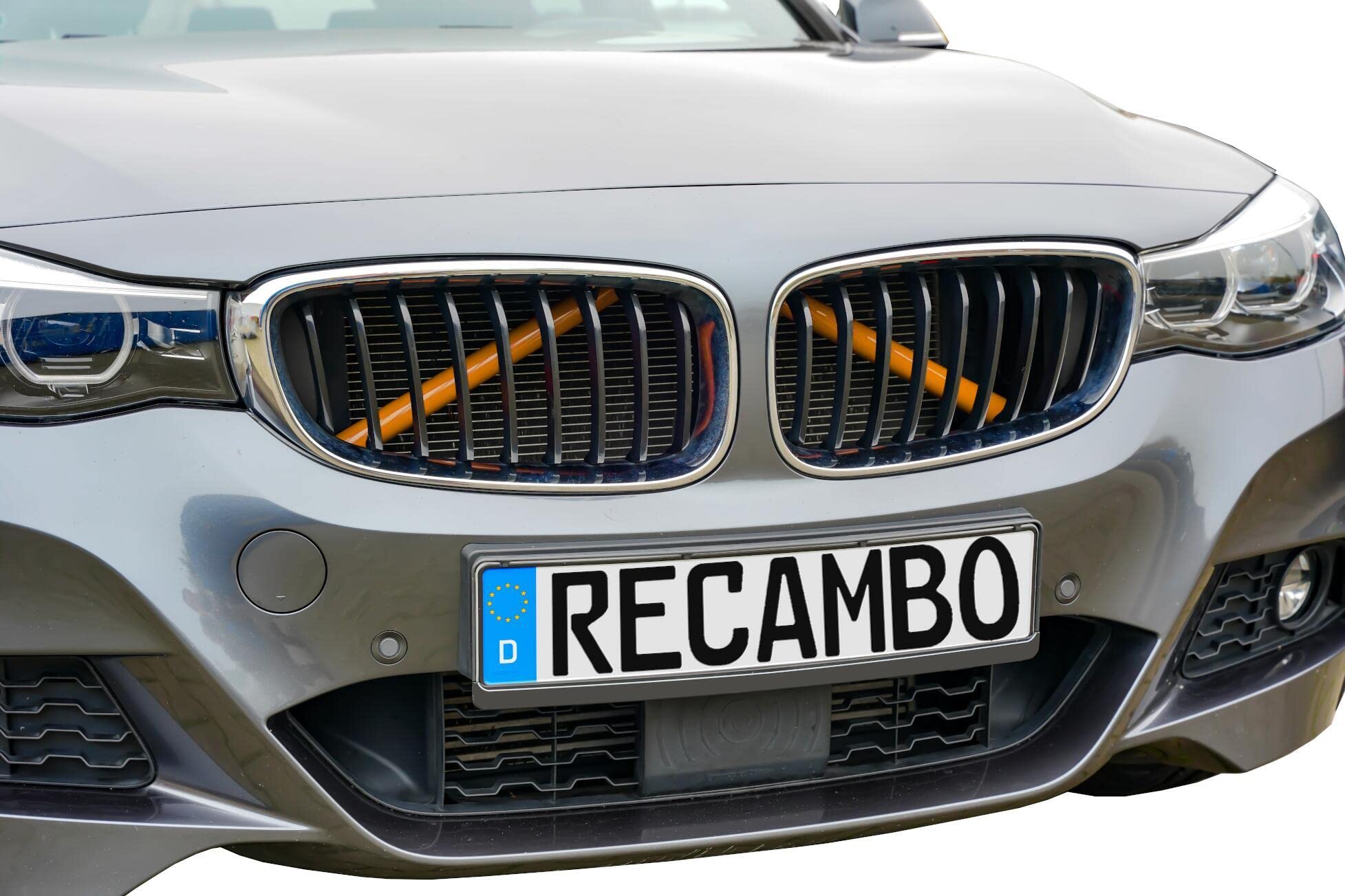 RECAMBO Inserto per griglia anteriore, strisce decorative, barre per barbecue V, compatibile con BMW serie 3 G20 G21 G28, colore giallo