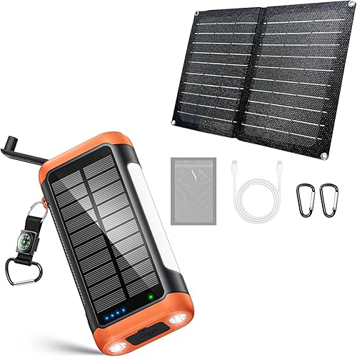 DJKK Banco de energía solar con panel solar externo