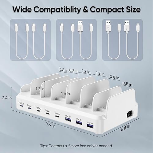 Miniatura 5 de Estación de carga de 280 W para múltiples dispositivos, estación de carga USB C de 8 puertos de carga rápida para MacBook iPhone 15 Teléfono iPad