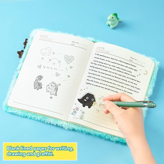 WERNNSAI Diario Secreto Axolotl de Peluche para Niños con Candado y Llave, A5 miniatura 6