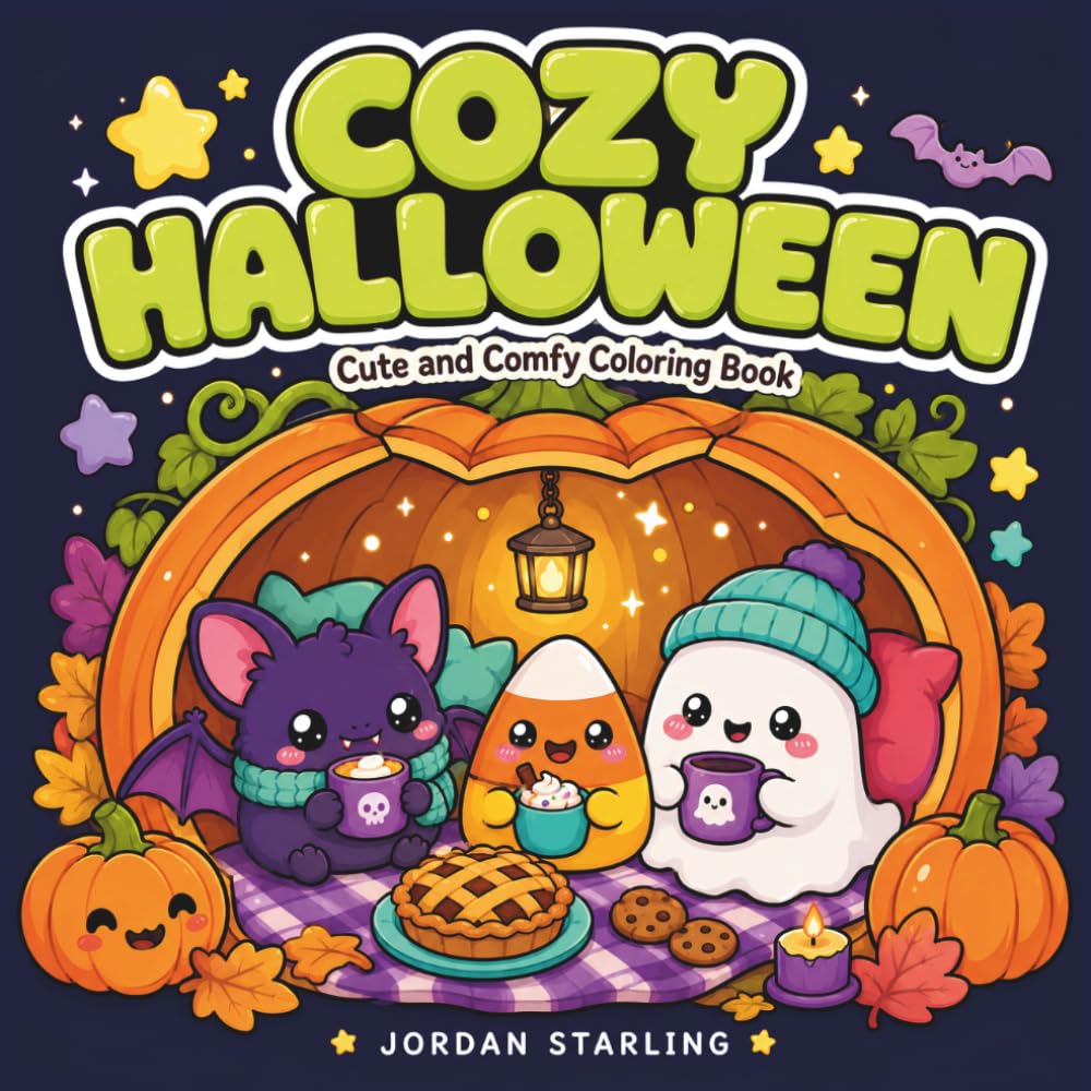 Cozy Halloween: Coloring Book for Adults and Teens Featuring Super Cute Spooky Creatures and Halloween Fun