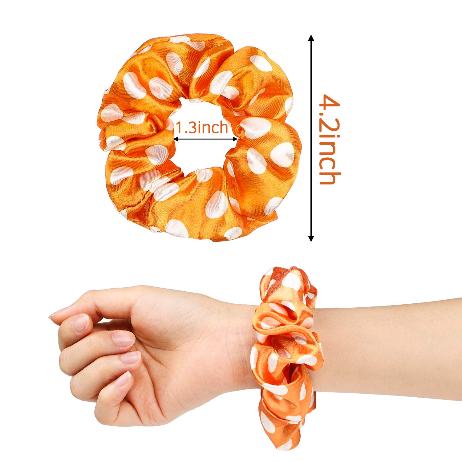 WATINC 60Pcs Silk Satin Hair Scrunchies Set Floral Dots Strong Elastic Hair Bobbles for Ponytail Holder Colorful Solid Color Hair Accessories Ropes Scrunchy Traceless Hair Ties for Women