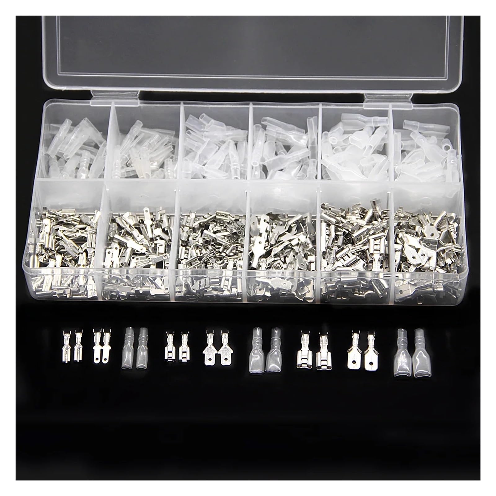 QMKADFQXF 450PCS 2.8/4.8/6.3mm Crimp Terminals Insulated Seal Electrical Wire Connectors Spade Female Male Crimp Connector Assortment Kit
