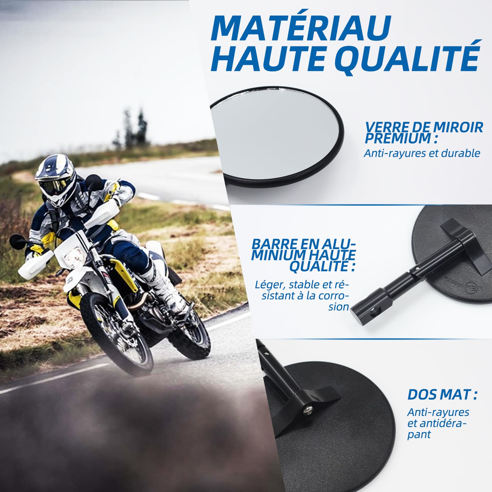 Rétroviseurs de guidon de moto, certifiés E, plug and play, avec adaptateur, adaptés aux modèles KTM SMCR 690 et Husqvarna Supermoto 701, accessoires de rétroviseurs de guidon de moto