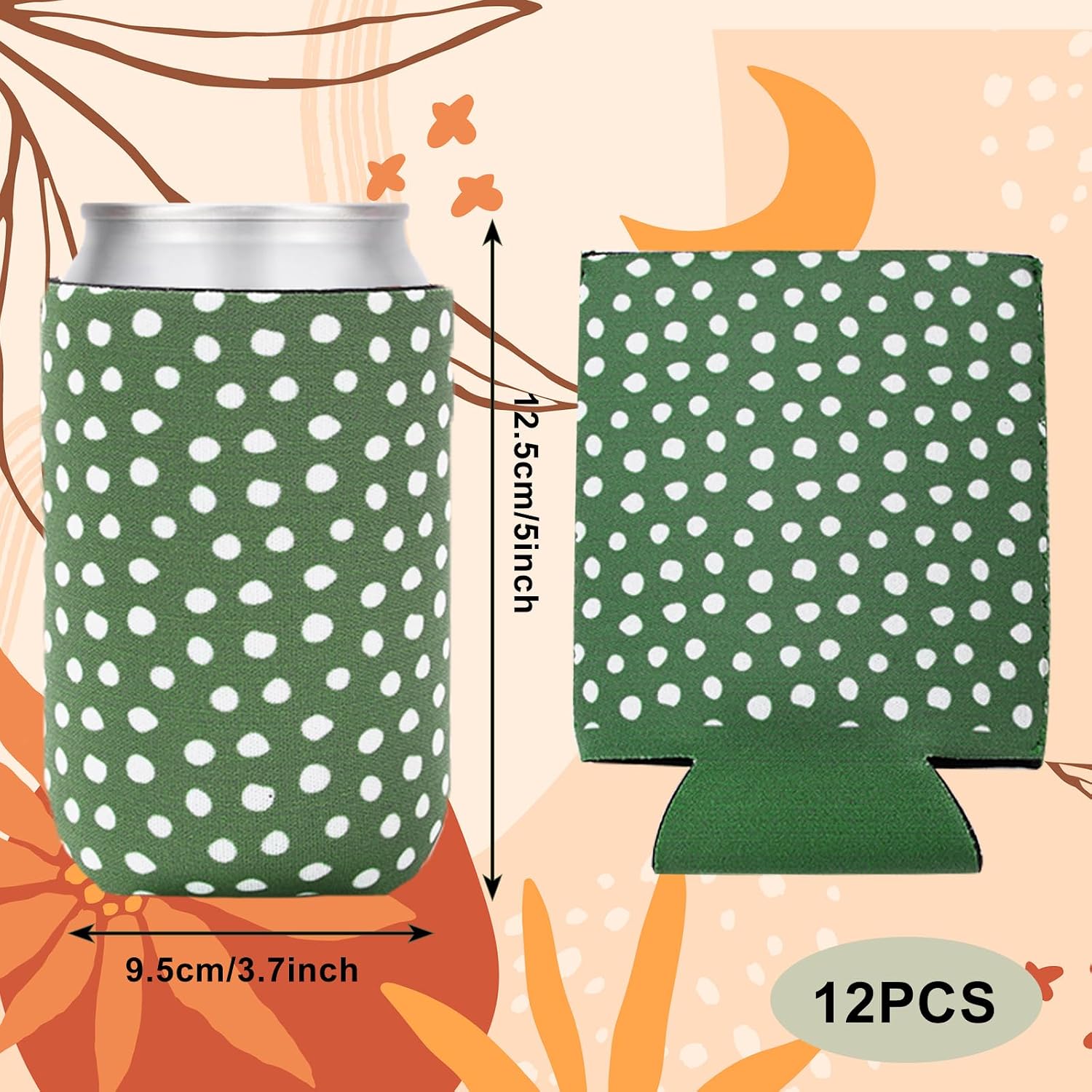 Whaline 12Pcs Fall Beer Can Sleeves 12oz Boho Can Cooler Covers Autumn Neoprene Insulated Thanksgiving Drink Sleeves Reusable Thermocoolers for Beverage Cans Bottles Decor Party Supplies