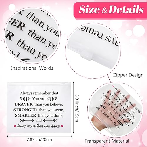 Miniatura 8 de Reginary 50 piezas de regalos inspiradores EVA bolsa de cosméticos para mujeres You Are Braver Awesome Makeup Bag Mini Neceser con cremallera,