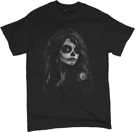 Web Sugar Skull Men's T-Shirt Black White Monochrome Gothic Beauty Elegant Day of The Dead Dia de Los Muertos Men's Tee