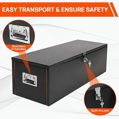 Miniatura 3 de walsport Caja de herramientas para caja de herramientas para camioneta de 30 pulgadas, caja de herramientas de remolque negra, caja compacta de