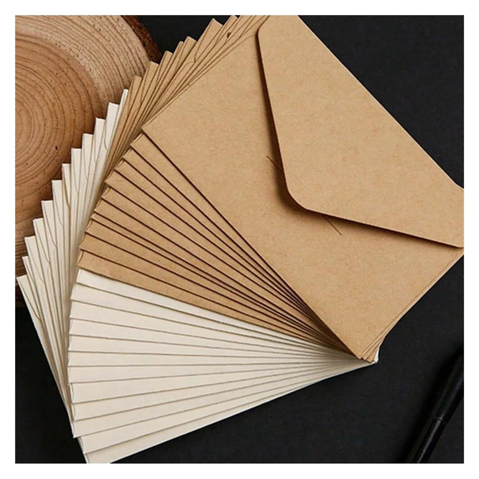 Buste per inviti, Buste for inviti 20 pezzi kaki e bianche 10,5x7 cm(20pcs Khaki)