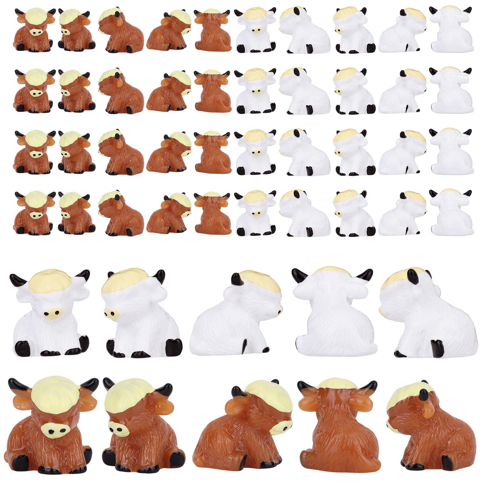 50pcs Mini Highland Cow Figurines