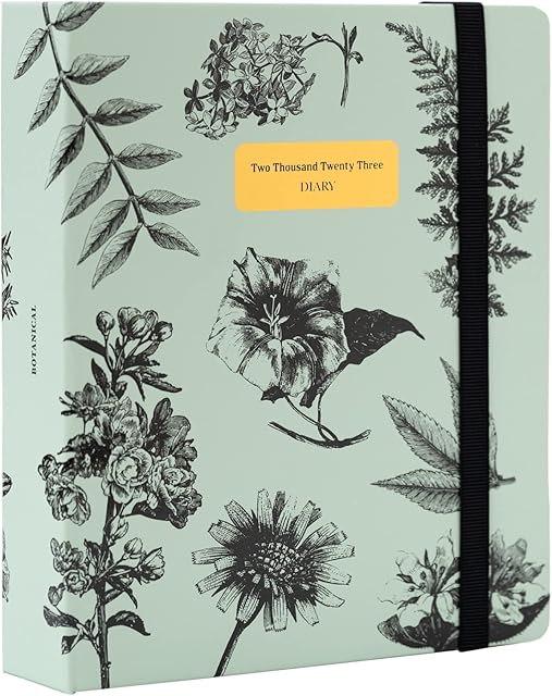 Kokonote Botanical Diary 2023 | 6.3 x 7.8 inches -16.5 x 20 cm | Academic Diary Week To View | With Stickers | Cute Stationery | 2023 Diary
