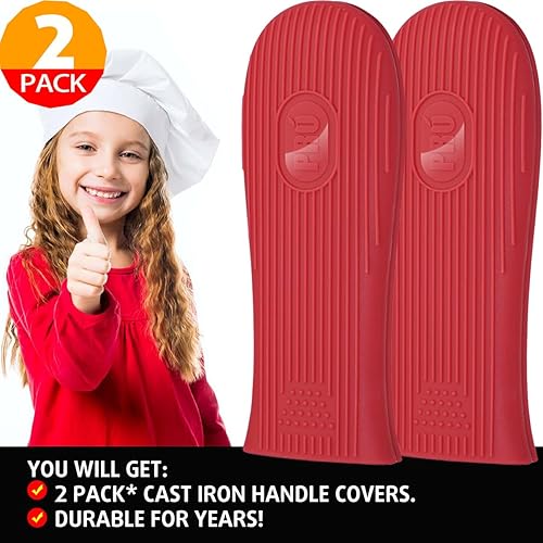 Miniatura 7 de Cbiumpro Funda de mango de hierro fundido, funda de silicona resistente al calor, funda de mango de sartén de hierro fundido resistente al calor,