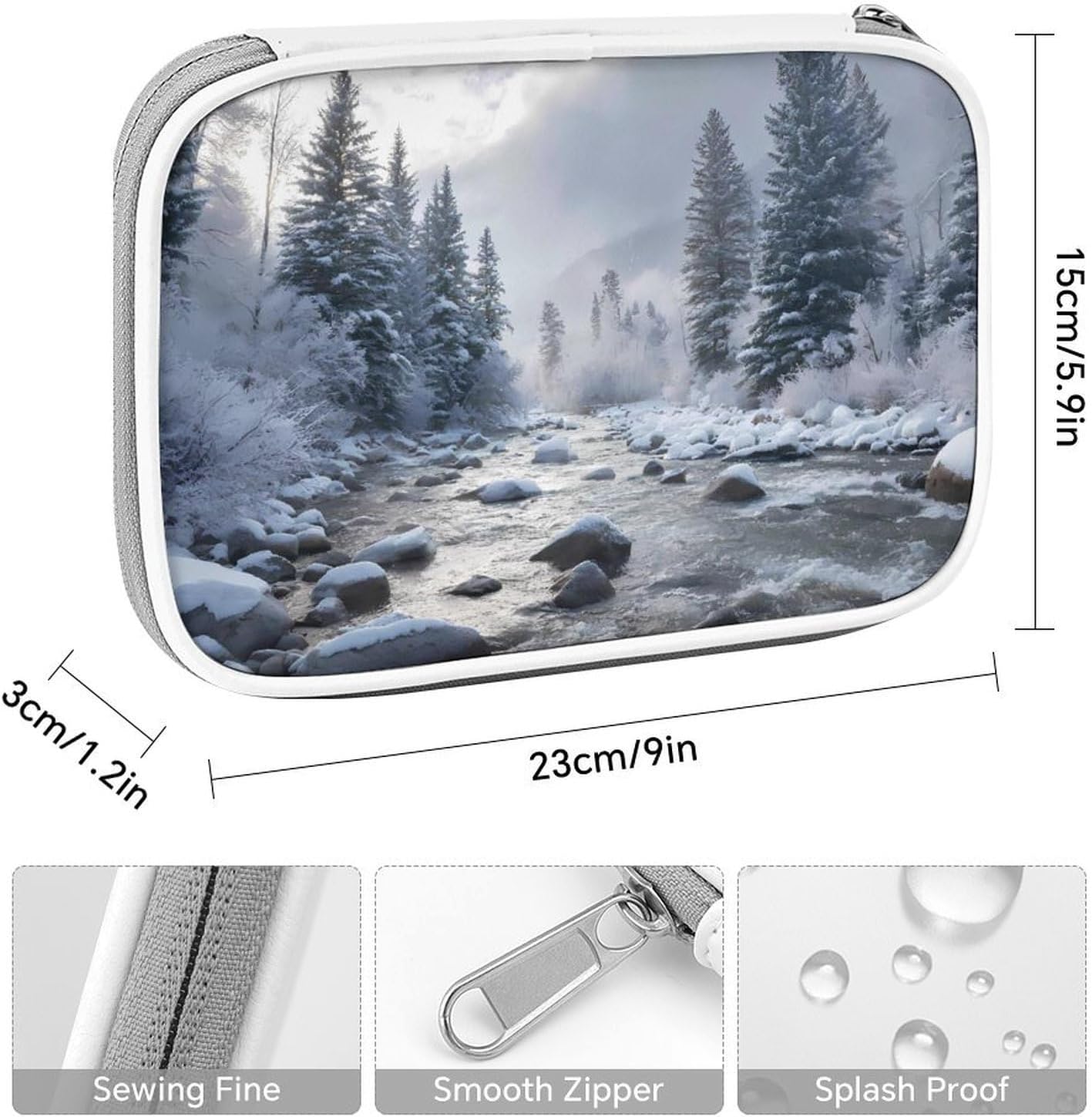 Winter Snowy Scene Cosmetic Bag Makeup Brush Organizer Bags image 2