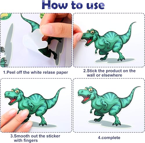 Miniatura 6 de 110 calcomanías de pared de dinosaurios que brillan en la oscuridad, extraíbles, coloridas calcomanías de pared de dinosaurios para guardería, sala