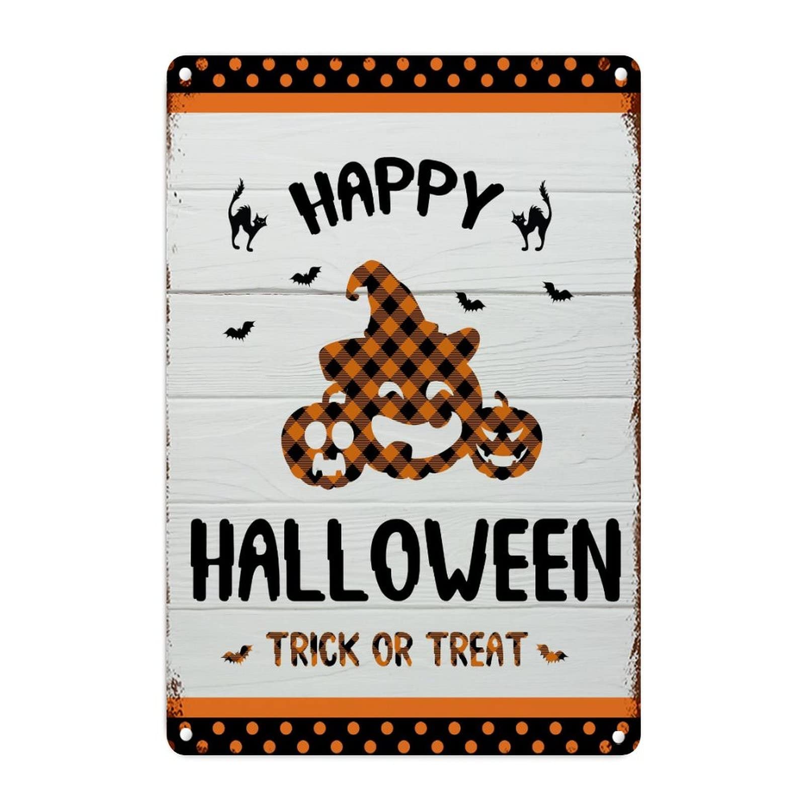 Plaque métal Halloween citrouille orange décoration rétro pour transformer votre cuisine