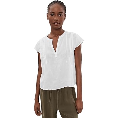 Splendid Stella Linen Pintuck Short Sleeve white