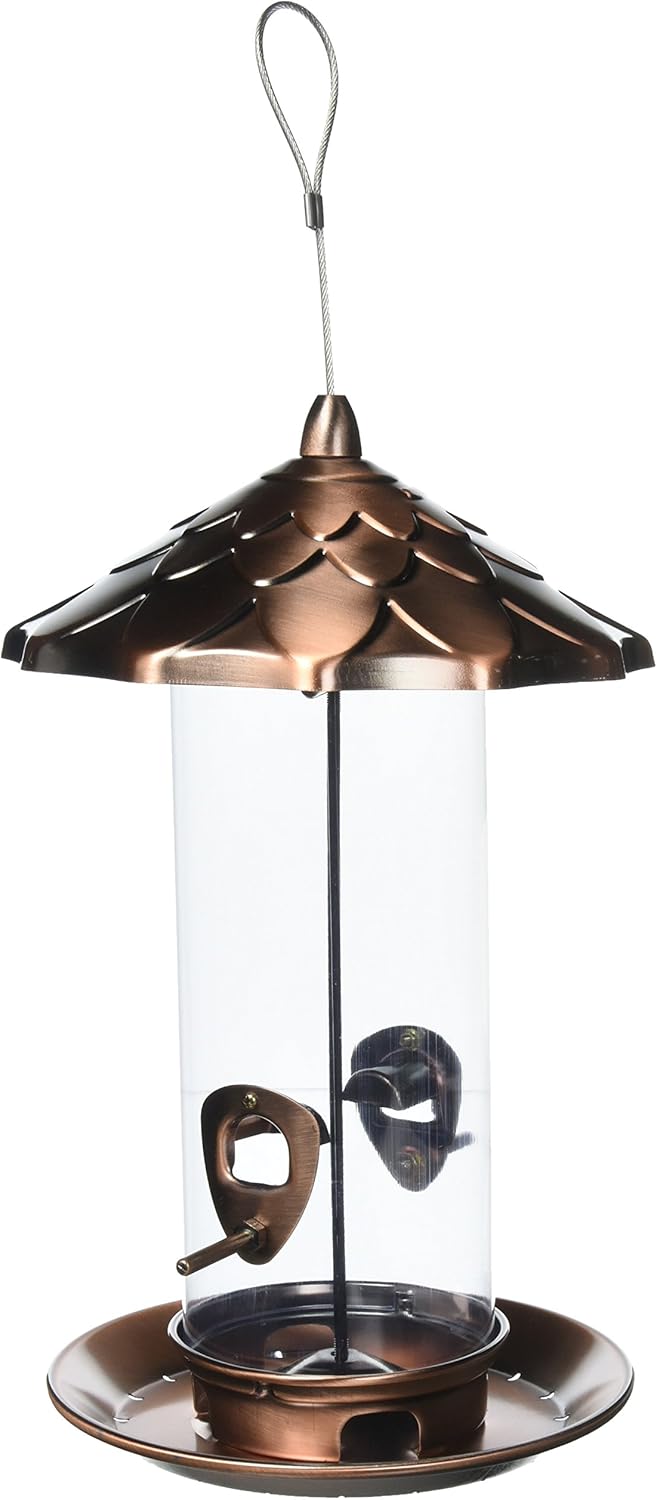 Stokes Select Brushed Copper Acorn Seed Bird Feeder, 2 lb Seed Capacity