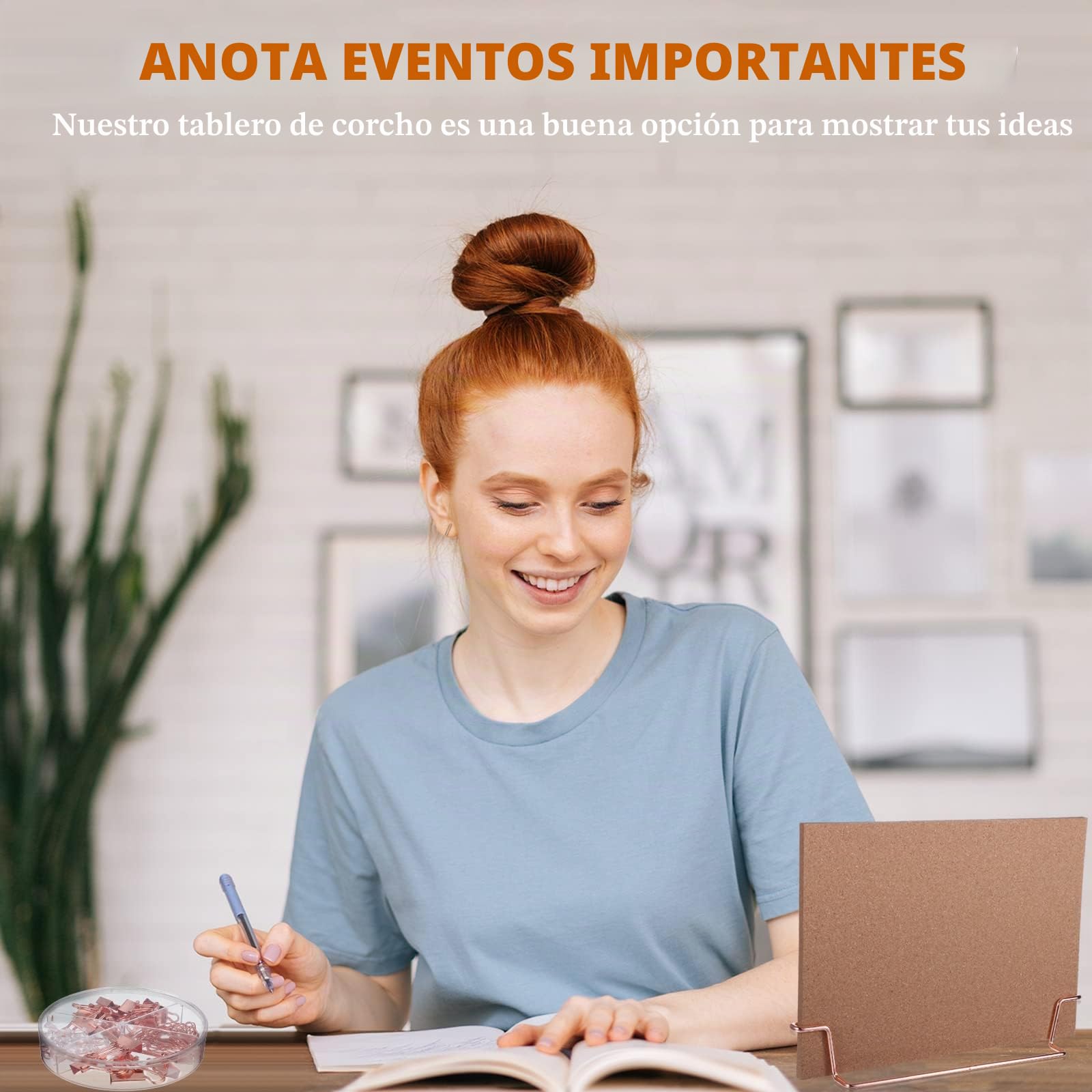 Pizarra de corcho de escritorio pequeña de 12.6 x 9 pulgadas con soporte, tablero de anuncios de oro rosa, tablero de mensajes de doble cara para oficina, escuela, hogar, con clips de carpeta,