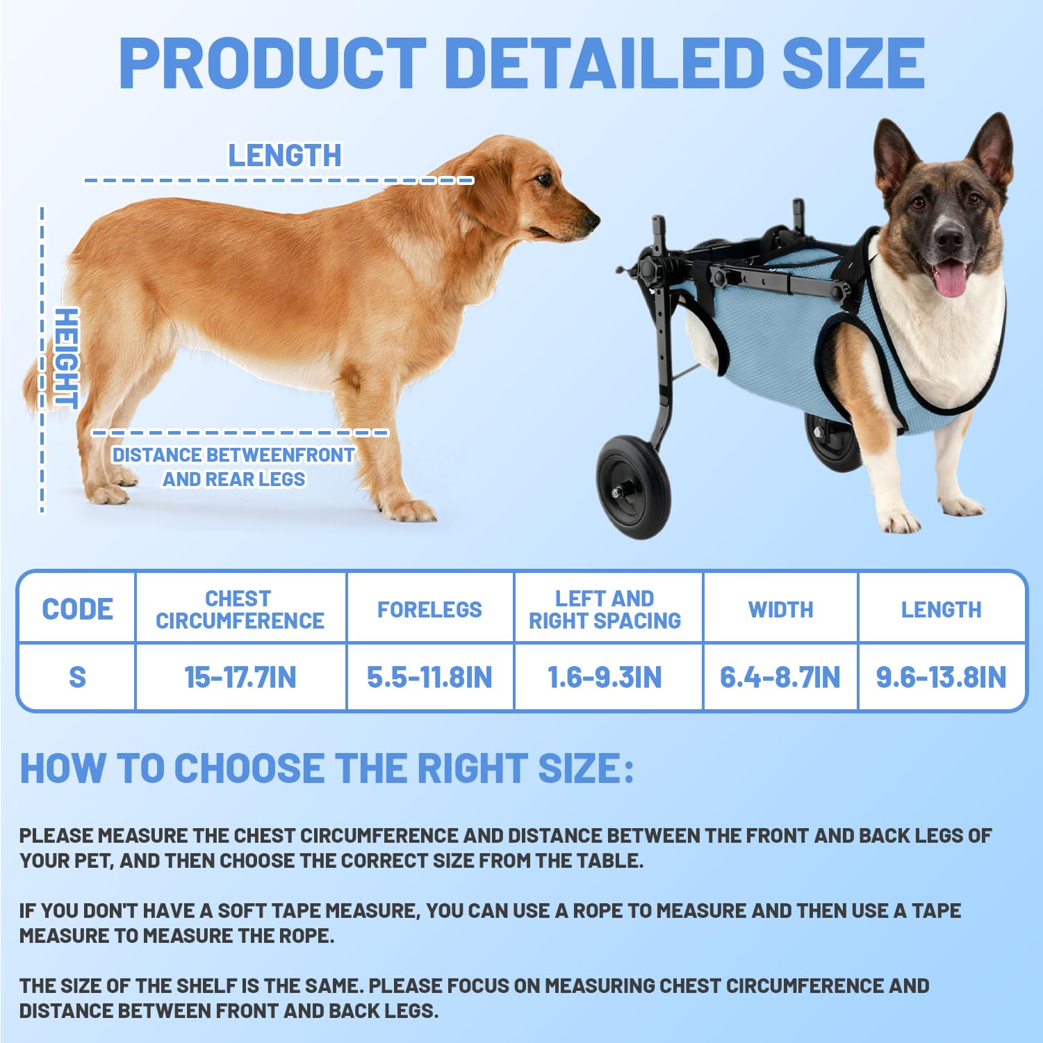 Piccola sedia a rotelle per cani, per gambe posteriori, per cani e gatti, per animali domestici, supporta la guarigione, carrello per cani e sedia a rotelle per feriti e debolezza delle zampe