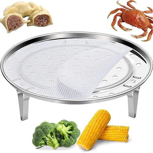 MEGANEOPRE Round Steamer Rack with Silicone Liners