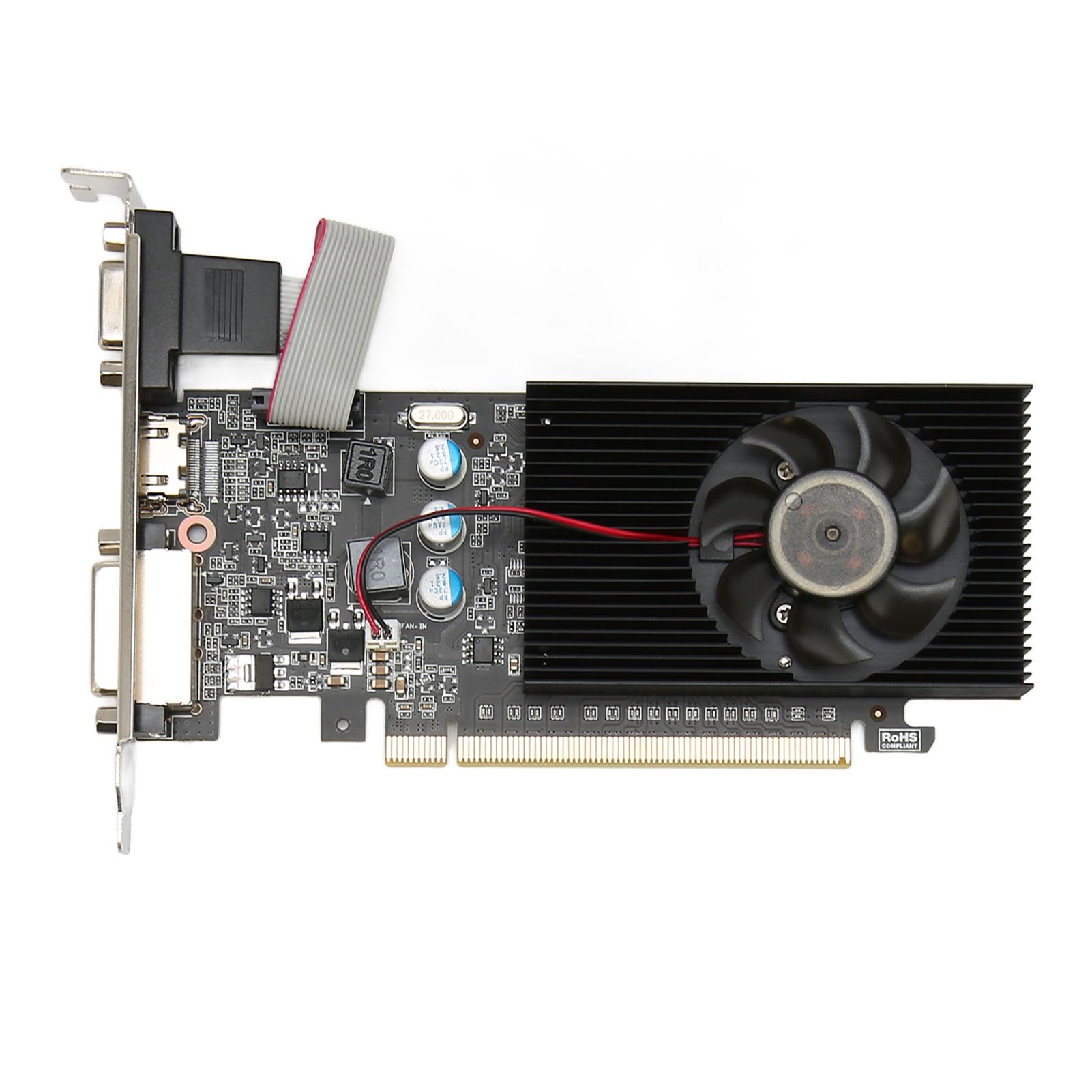 Scheda grafica GT610 da 1 GB, scheda grafica per computer 810 MHz 1000 MHz 2560 x 1600, interfaccia multimediale ad alta definizione, VGA, DVI, scheda video per PC per HD Video Office (GT610 1GD3