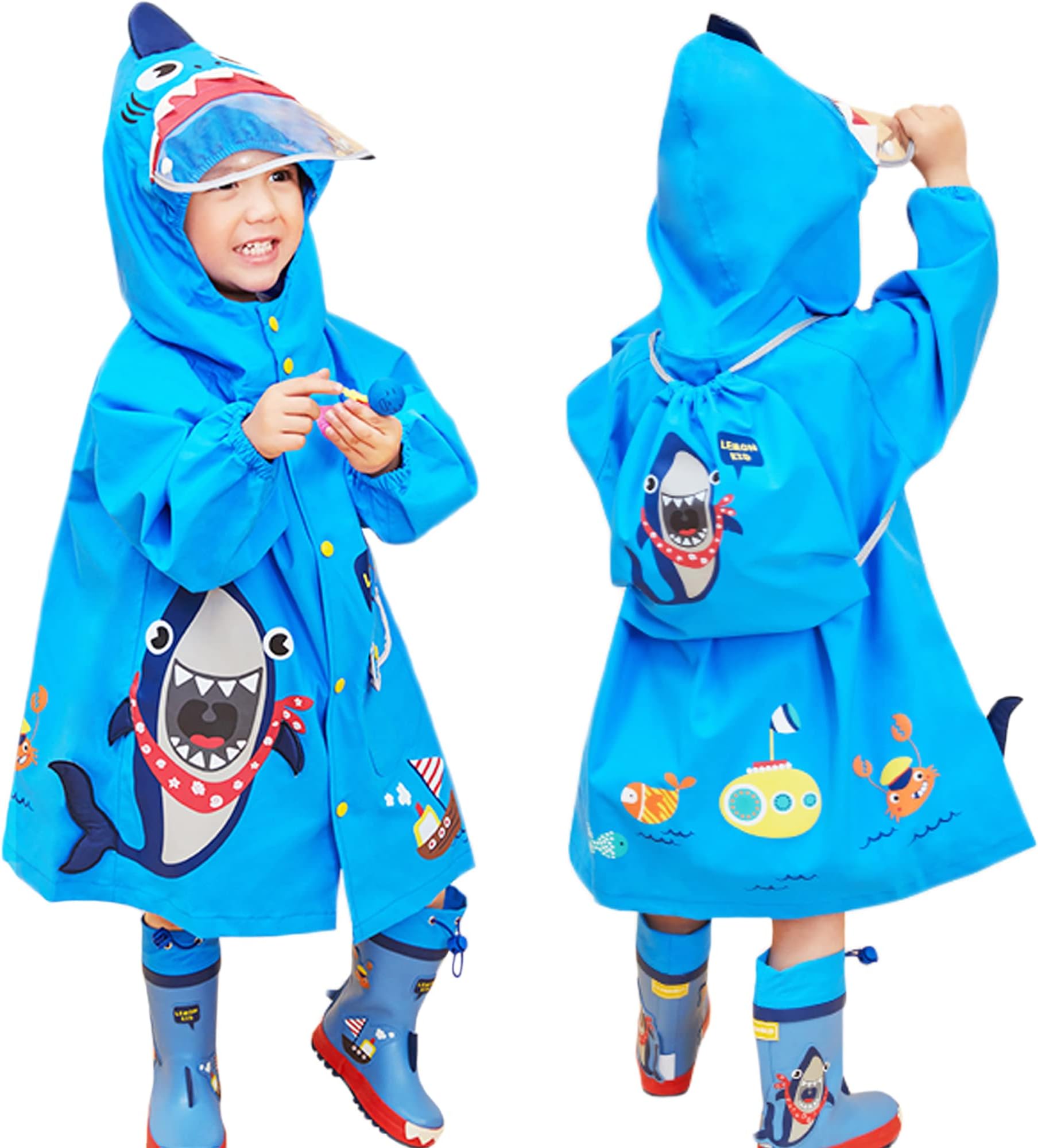Kids Raincoat Boys Girls Toddler Rain Poncho Waterpoof Rain Jacket Children Cartoon Rainwear 3-4 Years