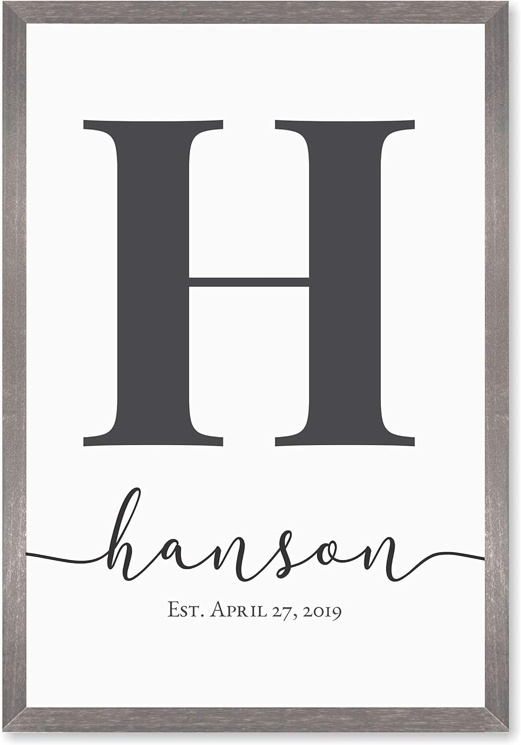 Framed Family Name Sign Personalized Monogram 12x18