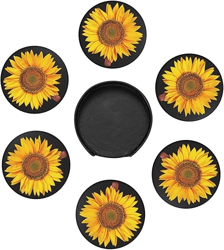 Miniatura 7 de Posavasos para bebidas, posavasos redondos de piel sintética con soporte, 6 unidades, resistentes al calor, decoración elegante para cocina, mesa de