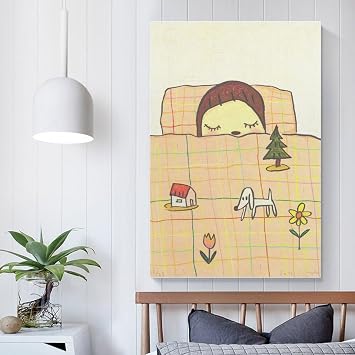 Unique Pop Art Style Oil Painting Cute Character Takashi Murakami Posters Aesthetic Prints Dream Tim Poster Decorative Painting Canvas Wall Art Living Room Posters Bedroom Painting 12x18inch(30x45cm)