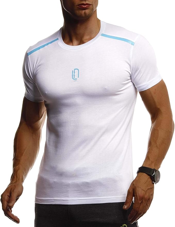 Leif Nelson Herren T-Shirt Slim Fit - 100% Baumwolle Basic Shirt